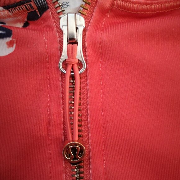 Lululemon Athletica Ladies Size 2 Full Zip Orange with Flower Pattern Hoodie - Picture 11 of 16